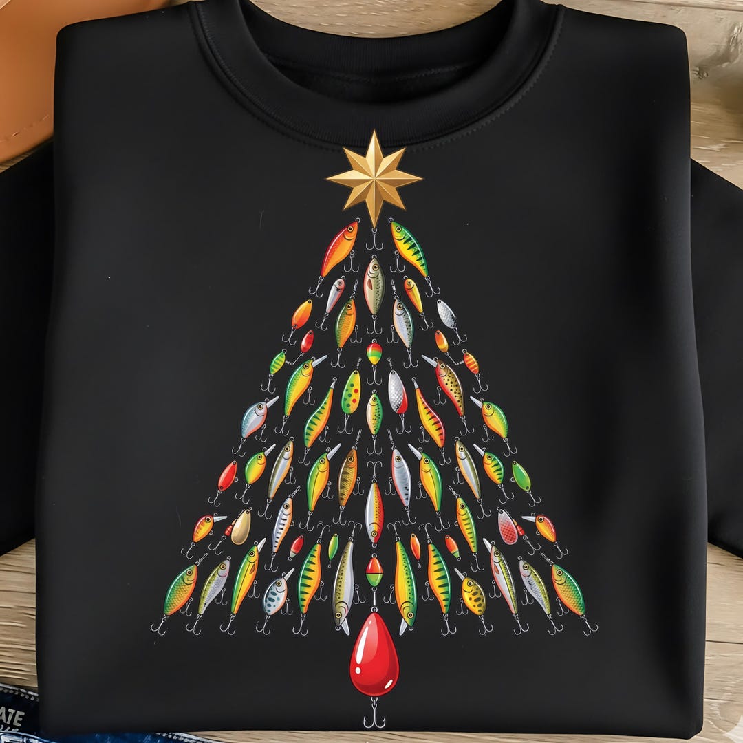 Fishing Christmas Tree PNG Unique Angler Holiday Design Merry Fishmas ...