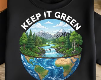 Keep It Green PNG アースデイ PNG 自然をモチーフにした世界環境保護 エコフレンドリーデザイン 昇華プリント デジタルダウンロード