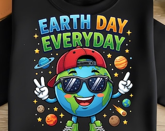 Día de la Tierra PNG para todos los días Diseño de planeta genial PNG de la Tierra de moda Conciencia ambiental Sé ecológico Sublimación Descarga digital