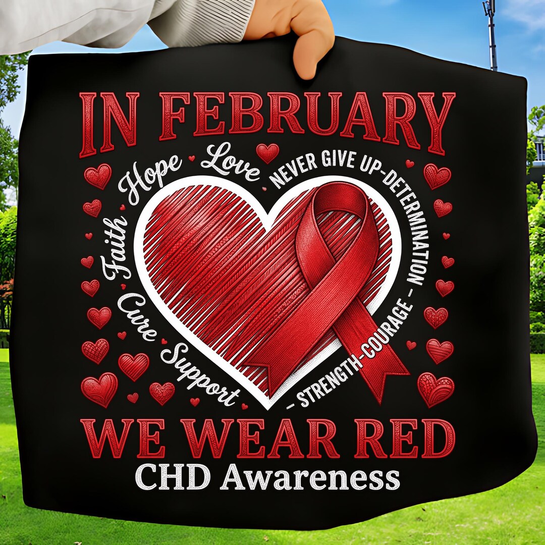 CHD Awareness Png, Red Ribbon Heart, Textured Vector Art, Congenital ...