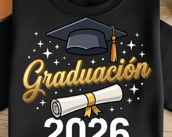 Graduación 2026 PNG Class of 2026 PNG ゴールデン卒業デザイン モダンな卒業祝い 卒業証書 角帽 昇華 デジタル