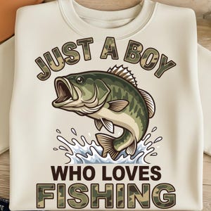 Just A Boy Who Loves Fishing PNG Bass Fishing PNG Camouflage Style Angler Gift Outdoorsman Digital Download Sublimation Print