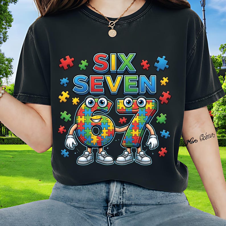 SIX SEVEN 67 Autism PNG, Trendy Autism Awareness, Colorful Puzzle ...