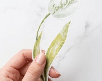 Tarjetas de mesa personalizadas para bodas – flores en acuarela – nombre del invitado – decoración rústica de mesa – bautizo