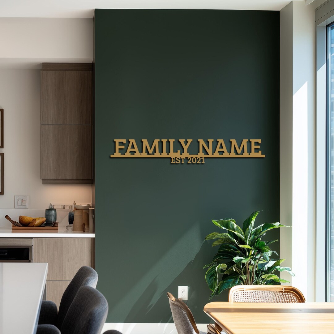 Personalized Family Name Metal Wall Art, Custom Surname Sign With Est ...