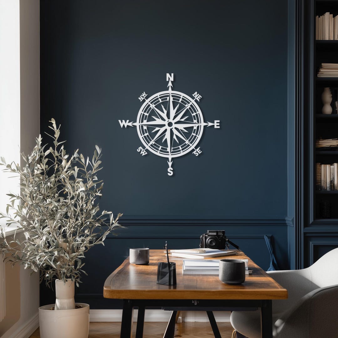 Personalized Compass Metal Wall Art, Nautical Wind Rose Wall Decor ...