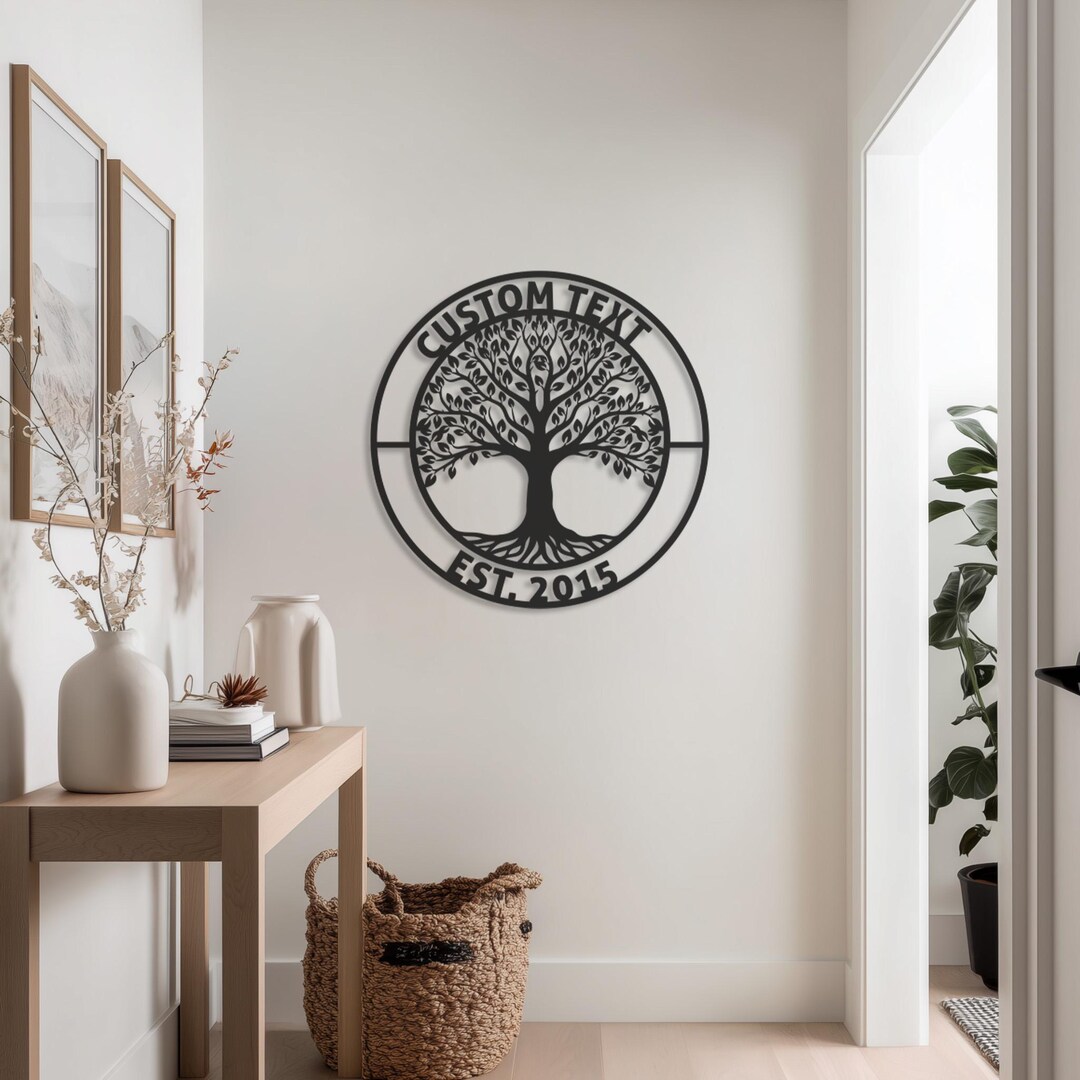 Personalized Tree of Life Metal Wall Art, Custom Family Name Sign ...
