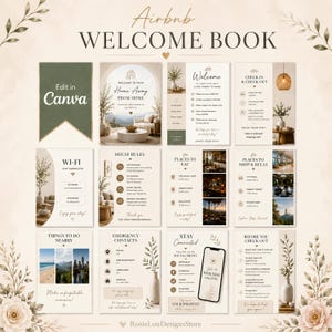Airbnb Welcome Book Template, Editable Canva Guest Guide, Vacation Rental House Manual, Printable Host Binder, Superhost eBook, DIY in Canva