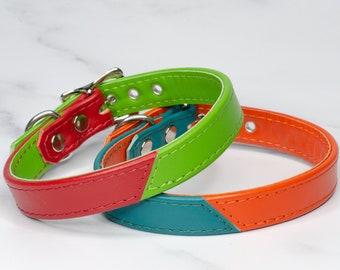 Multi Coloured Leather Dog Collar | 28 Leather Colours | Handmade Dog Collars