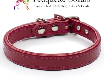 Burgundy Leather Dog Collar – Luxury Handmade Collar with Stainless Steel Hardware
