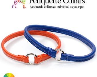 Collare con targhetta identificativa per cani in morbida pelle italiana - Modello slip-on - 28 colori
