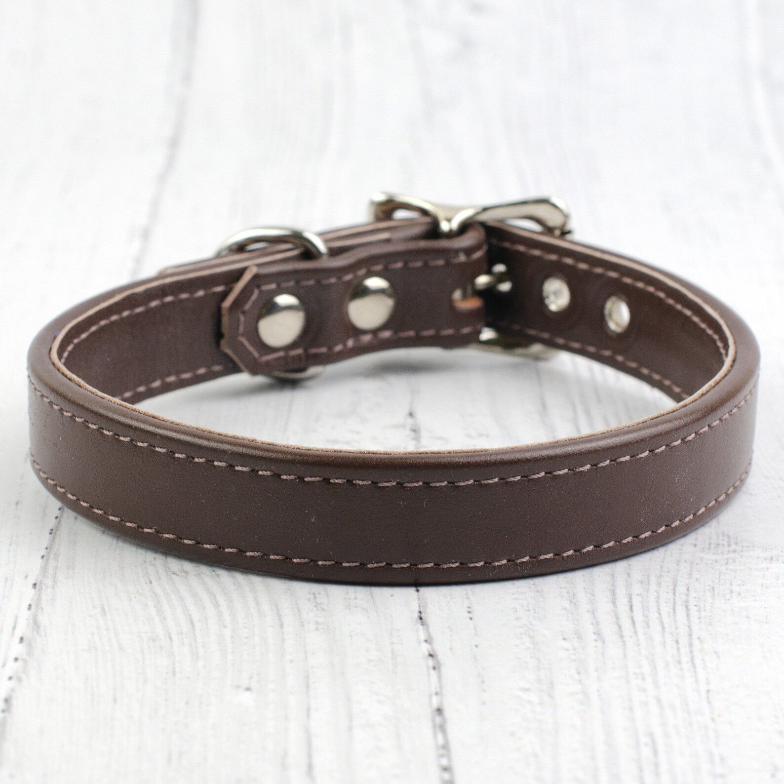 Soft Dark Brown Leather Dog Collar Etsy UK