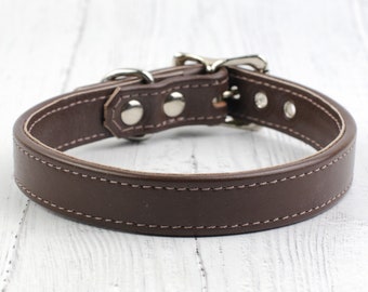 Soft Dark Brown Leather Dog Collar