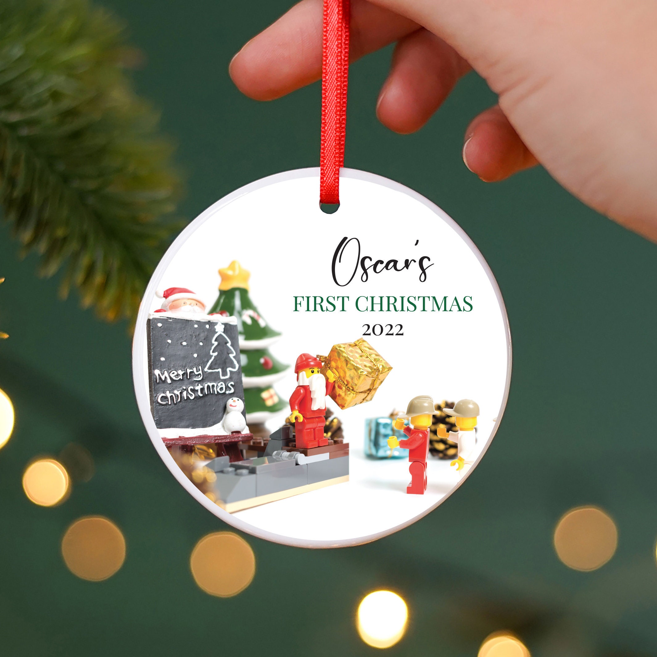 Discover Building Block Christmas Ceramic Ornament