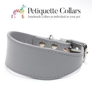 Grey Whippet Collar - Light Grey Leather Collar for Whippets - Handmade in Britain