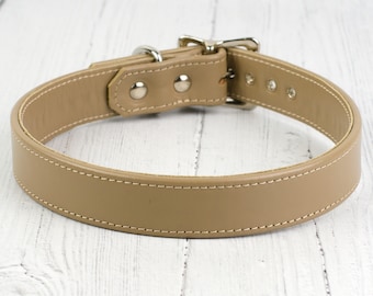 Mushroom Italian Calf Leather Dog Collar