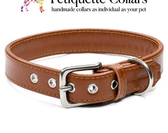 Luxury Brown Leather Dog Collar – Handmade Collar Crafted in the UK
