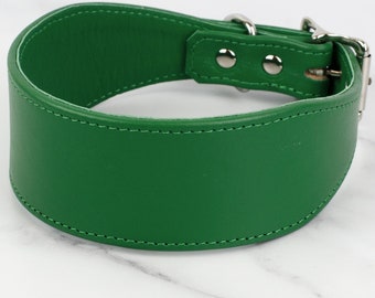 Shamrock Green Leather Italian Greyhound Collar - Handmade by Petiquette Collars