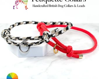 Collar de cuerda suave para casa de perro: collar con etiqueta de identificación ajustable, hecho a mano en Gran Bretaña