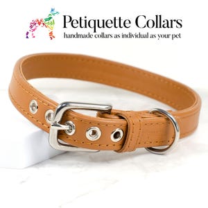 Hellbraunes Lederhalsband für Hunde, handgemacht in Grossbritannien, weiches braunes Hundehalsband mit Edelstahl-Hardware
