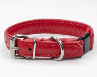 Red Leather Cat Collar | Ultra Soft Cat Collar | Red Cat Collar | Lightweight Collar For Cats | Breakaway Cat Collar