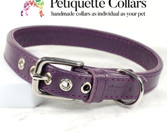 Handmade Lilac Leather Dog Collar – Italian Calfskin, Stainless Steel