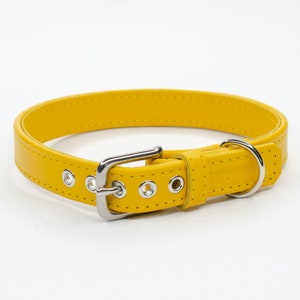 Handmade Yellow Dog Collar Soft Yellow Leather Dog Collar UK Yellow Dog ...
