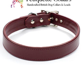 Handmade Chianti Leather Dog Collar – Italian Calf Leather, Stainless Steel Hardware
