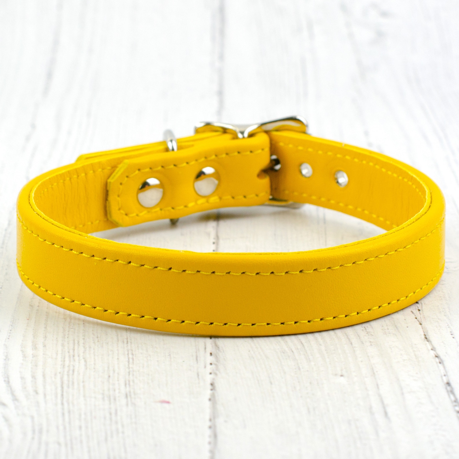 Yellow Leather Dog Collar Handmade in the UK Etsy