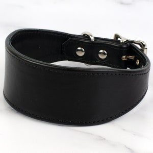 Black Leather Greyhound Collar - Handmade by Petiquette Collars