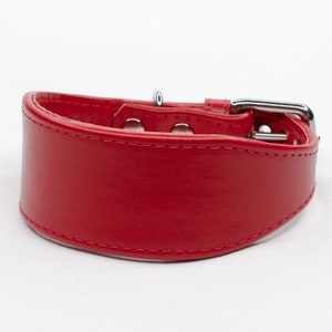 Ruby Red Leather Greyhound Collar - Handmade by Petiquette Collars