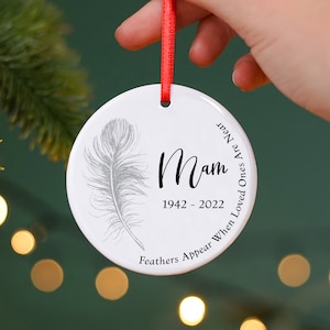 Personalised Feather Memorial Bauble | Memorial Gift | Remembrance Tree Ornament | Personalised Christmas decoration | Feather Ornament
