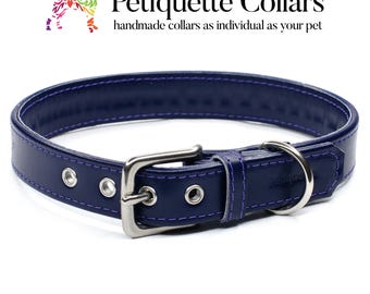 Dark Purple Leather Dog Collar, Custom Made in Sizes for Small to Large Dogs