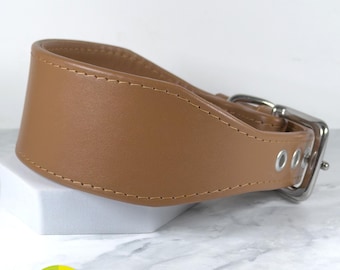 Handmade Italian Leather Greyhound Collar - 28 Colours of Soft Leather for Large Sighthounds