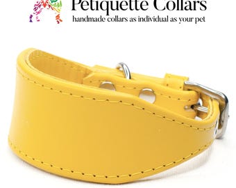 Yellow Leather Italian Greyhound Collar - Handmade Soft Iggy Collar