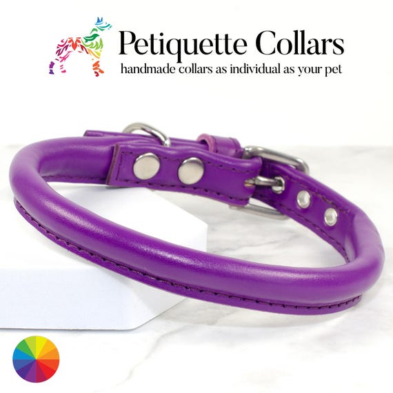 Soft Rolled Leather Dog Collar: Italian Calf Leather, 28 Colors
