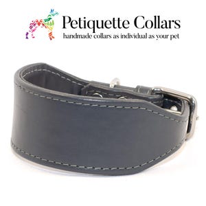 Dark Grey Whippet Collar - School Grey Leather Collar for Whippet Hounds