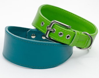 Soft Italian Leather Greyhound Collar - 24 Colours Available