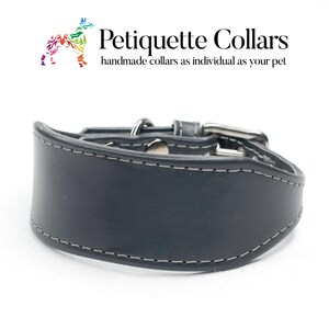 Dark Grey Leather Italian Greyhound Collar - Soft collar for Iggys