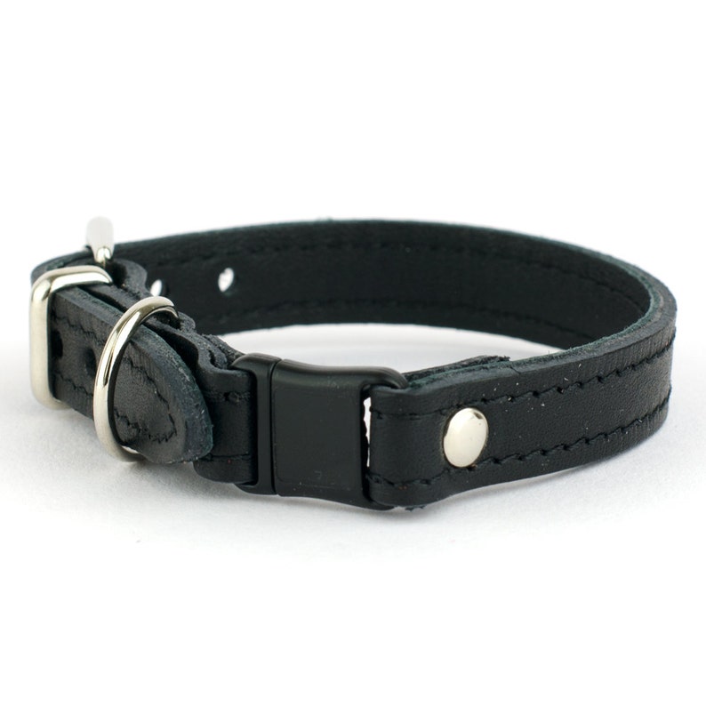 Black Italian Leather Cat Collar image 2