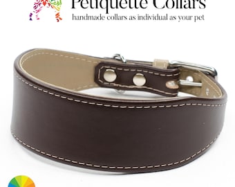 Two-Tone Leather Whippet Collar: Handmade Sighthound Collar, UK Crafted
