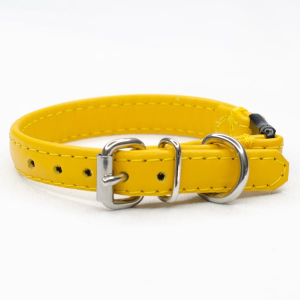 Yellow Leather Cat Collar | Ultra Soft Cat Collar | Yellow Cat Collar | Lightweight Collar For Cats | Breakaway Cat Collar