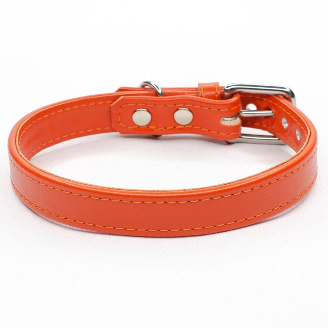 Handmade Orange Dog Collar Soft Orange Leather Dog Collar UK Orange Dog