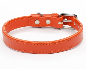 Handmade Orange Dog Collar | Soft Orange Leather Dog Collar UK | Orange Dog Collar and Lead Set