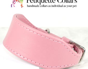 Baby Pink Leather Italian Greyhound Collar - Pink Collar for Iggy Sighthound