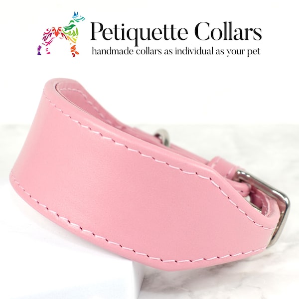 Baby Pink Leather Italian Greyhound Collar: Handmade Iggy Sighthound Collar