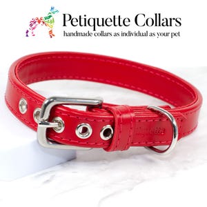 Luxus-Hundehalsband aus rotem Leder - Handgefertigtes Italienisches Kalbsleder, Bequem & Langlebig für Alle Rassen