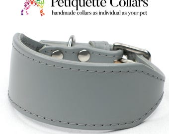 Light Grey Leather Italian Greyhound Collar - Soft Grey Iggy Collar