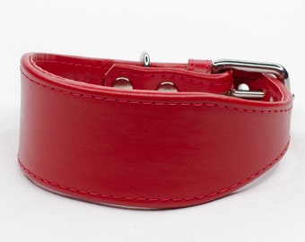 Ruby Red Leather Whippet Collar - Handmade by Petiquette Collars