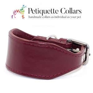 Maroon Whippet Collar - Burgundy Leather Collar for Whippets and Sighthounds